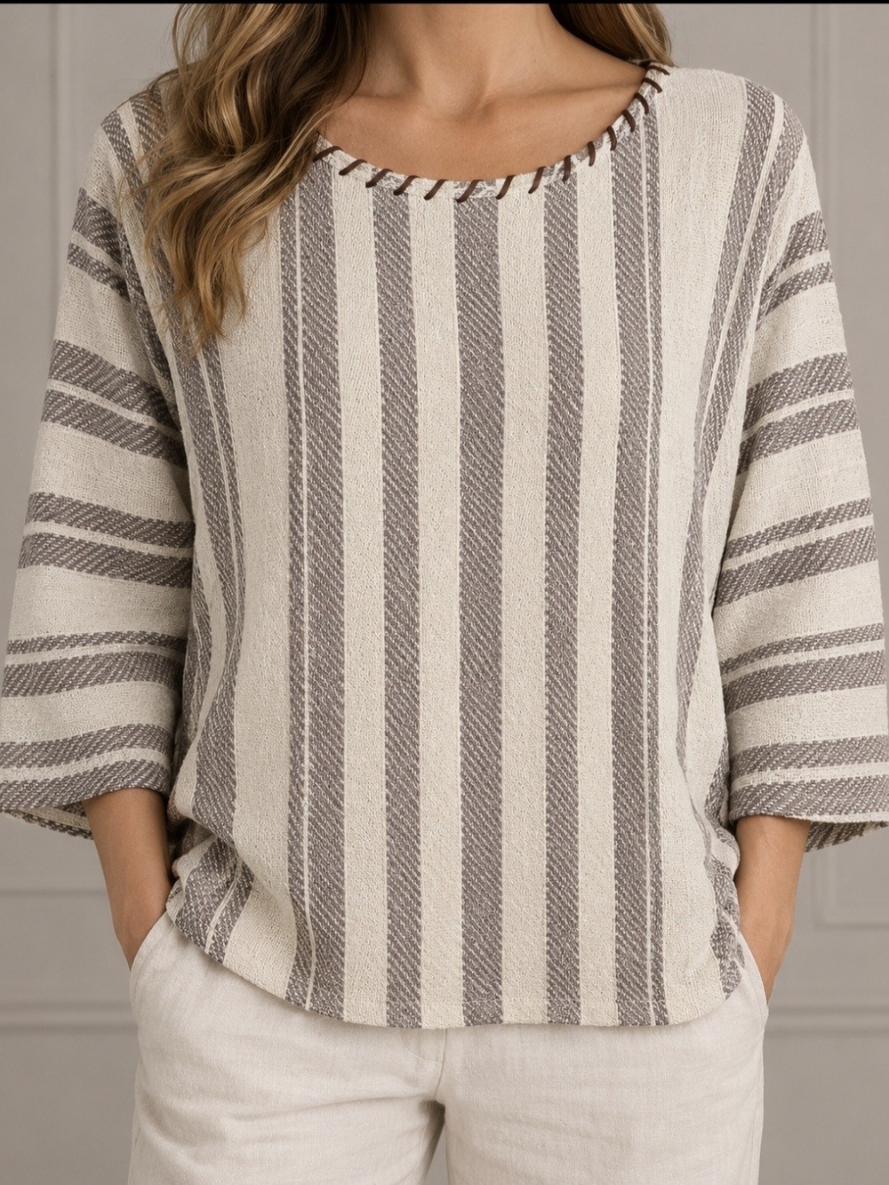 Chaps Women's XL Striped Light Sweater Southwestern Boho Chic